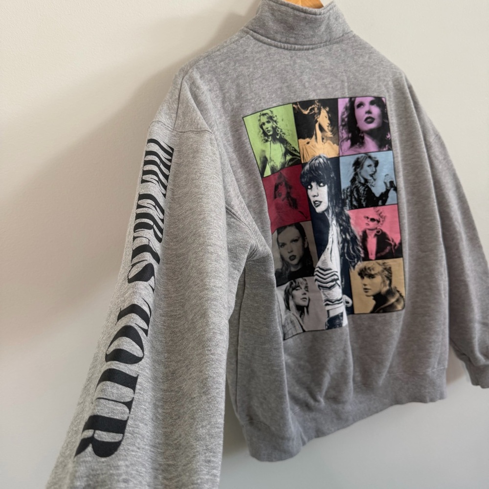 Taylor Swift The Eras Tour Grey Quarter Zip Sweatshirt Size Adult Medium